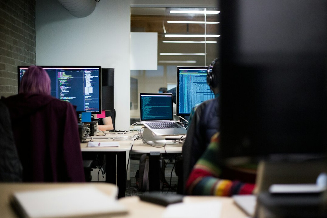 team working on software development