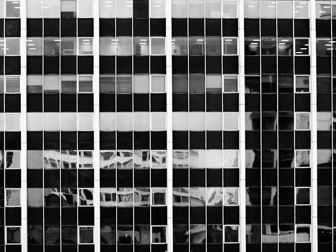 Modern glass office building exterior
